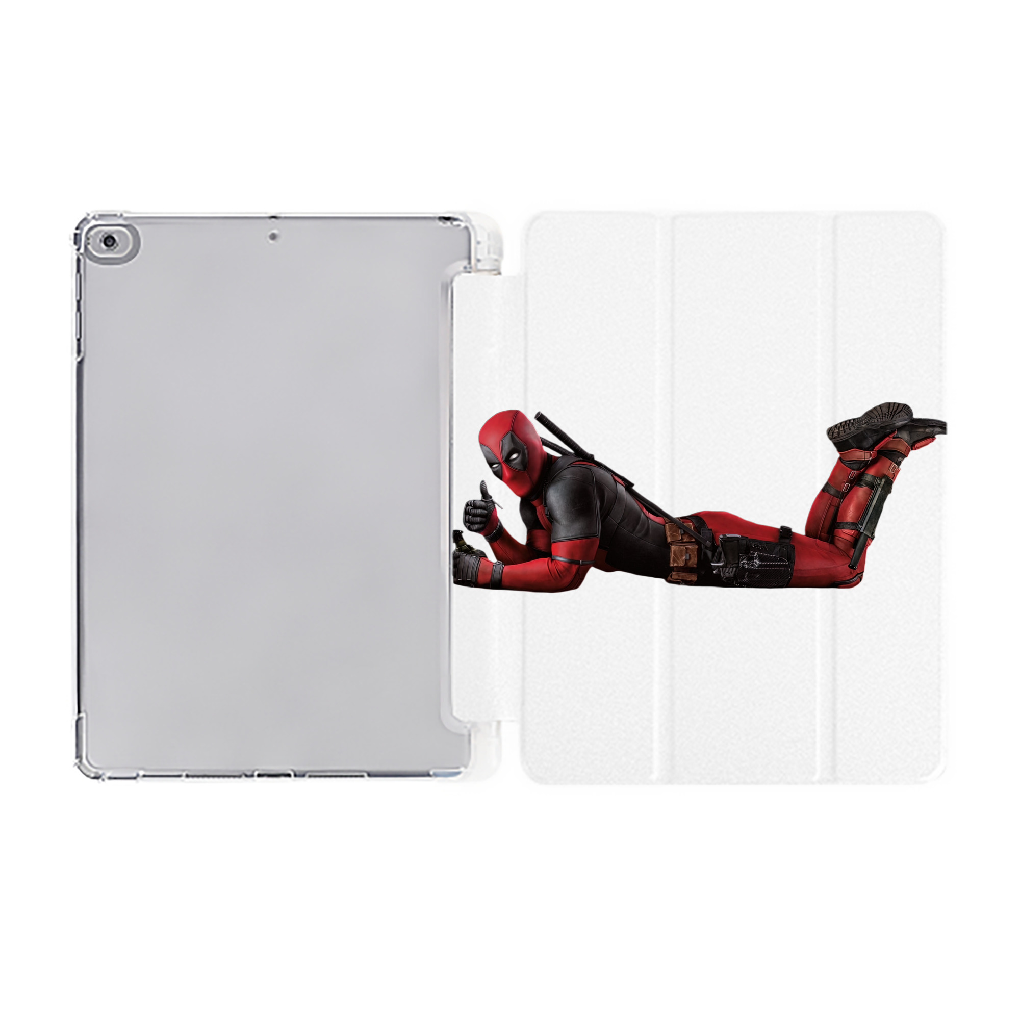 （画像用） Deadpool デッドプール IPad ケース ペン収納付き 三つ折りスタンド PUレザー×シリコン 対応機種9.5/10.5/10.9インチ